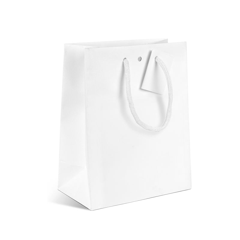 Luxury Natural White Bag | White Kraft | Paper Handles | 18+10x22.7cm | 200