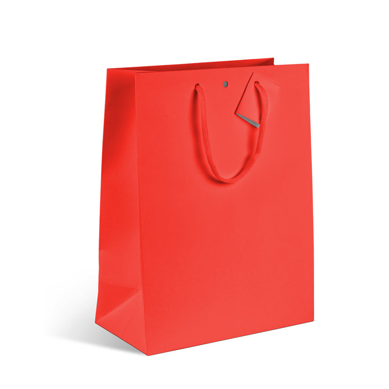 Luxury Natural Red kraft bag with handles | 18 paper | +10x22.7cm per 200