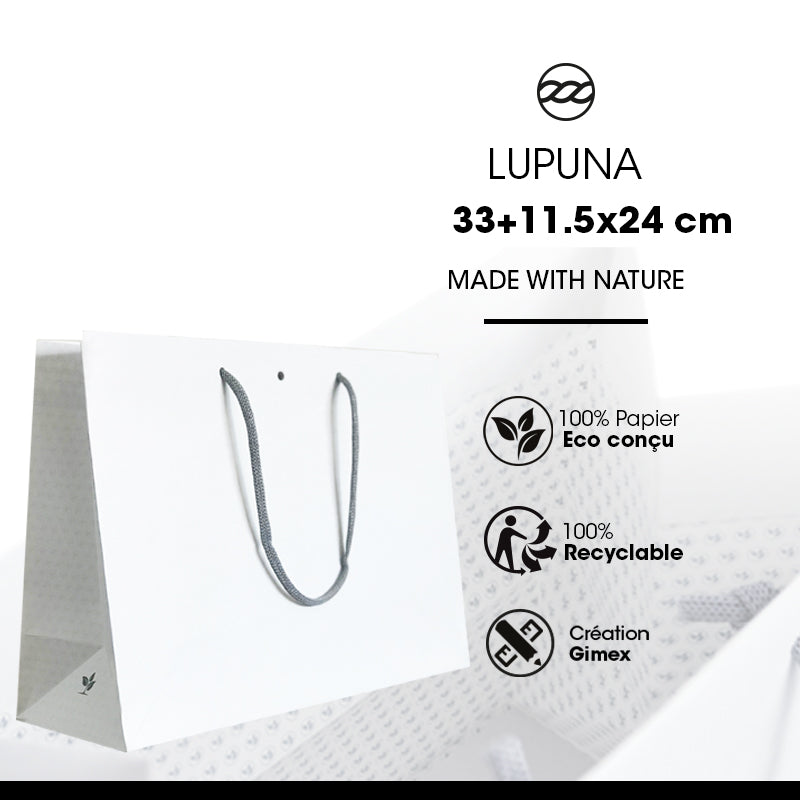 Lupuna Standard Boutique Bag | Paper Handles | 33+11.5x24cm | Pack of 120