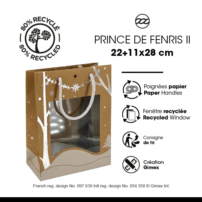 Sac Classic Prince de Fenris II | kraft brun | poignées cordelières | 22+11x28cm | par 168