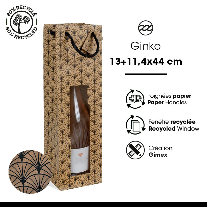 Bag 1 Magnum Ginko|brown kraft|paper handles|13+11.4x44cm|per 100