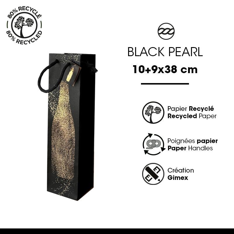 Black Pearl 1 Bottle Bag | Brown Kraft | Paper Handles | 10+9x38cm | Pack of 100
