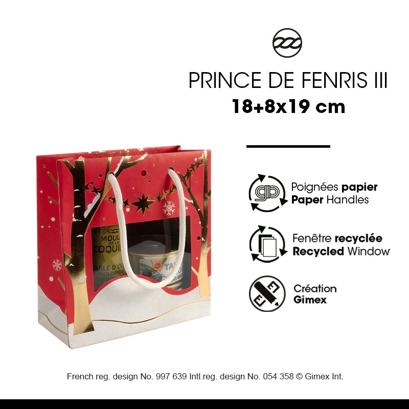 Sac Middle Prince Fenris III|kraft blanc|poignées papier| 18+8x19cm | par 192