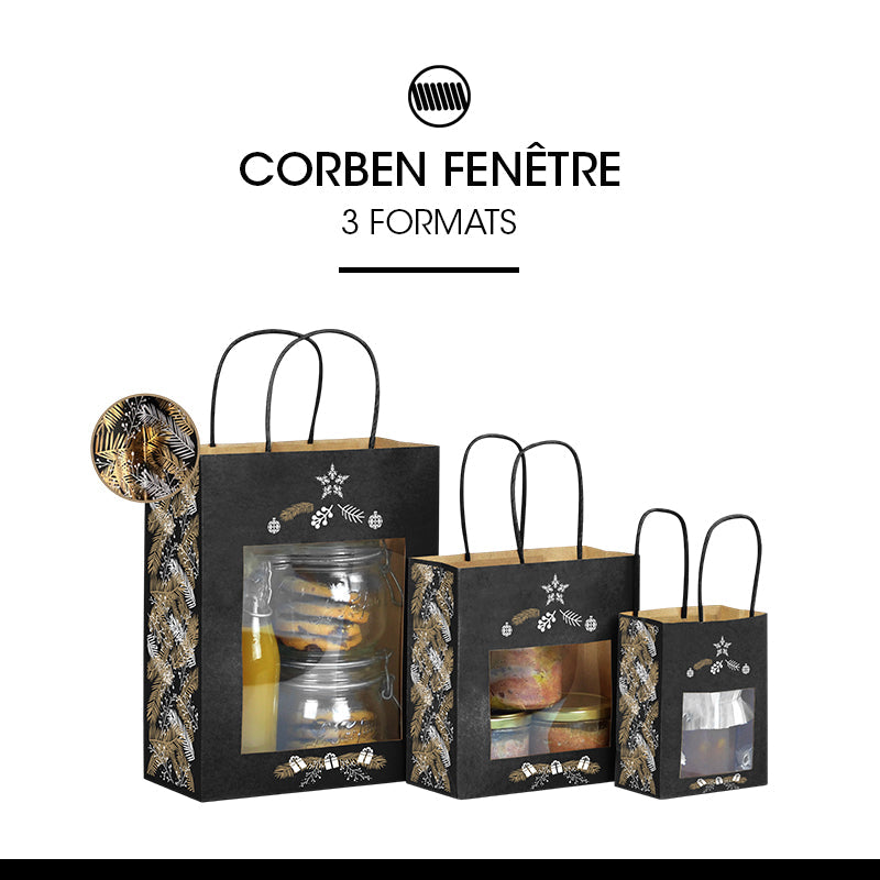 Corben Black Window Bag | Brown Kraft | Twisted Handles | 22+11x28cm | Pack of 168