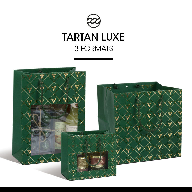 Sac Tartan caterer kraft brun poignées papier 26+26x26cm par 120