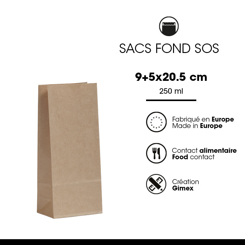 SOS food bag | brown kraft | laid 250 ml x 1200
