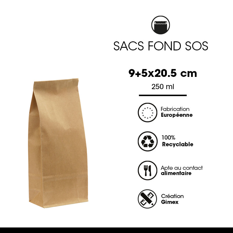 SOS food bag | brown kraft | laid 250 ml x 1200