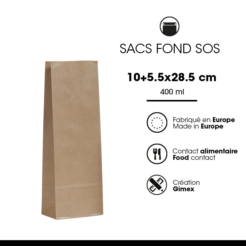 SOS food bag | brown kraft | laid 400 ml x 1200