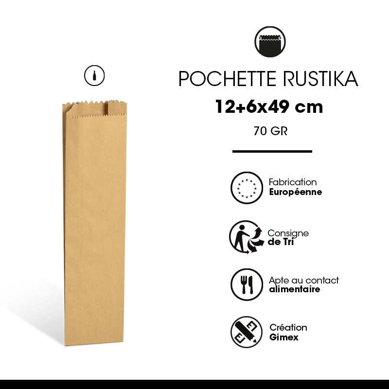 RUSTIKA 1-bottle gift bag | brown kraft | 12+6x49cm | 600 pieces