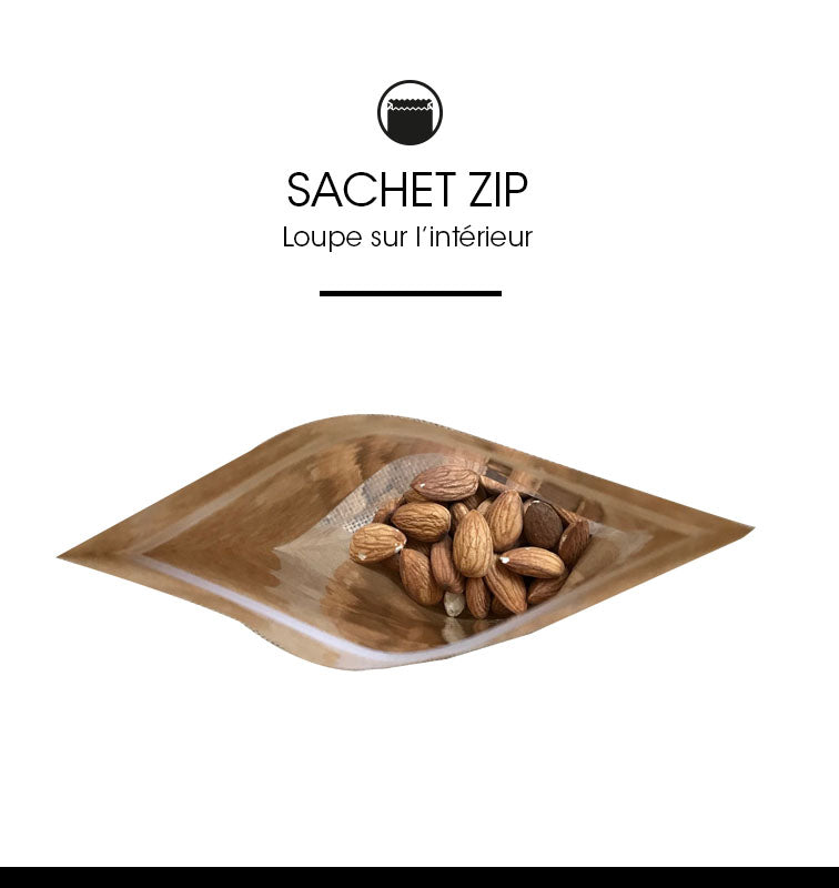 Sachet Doypack avec zip hermétique 500ml|kraft brun|par 900