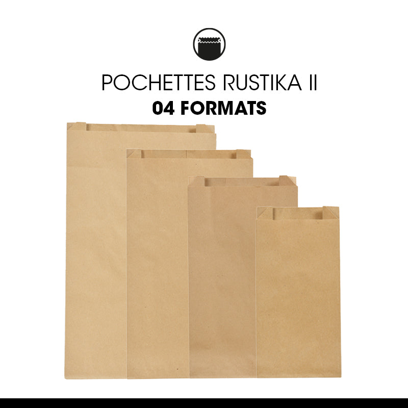 Pochette Rustika | kraft brun |   | 19+6x35cm | par 1000