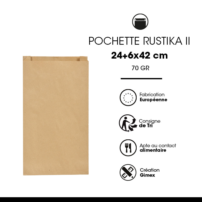 Rustika pouch|brown kraft|| 24+6x42cm|per 500