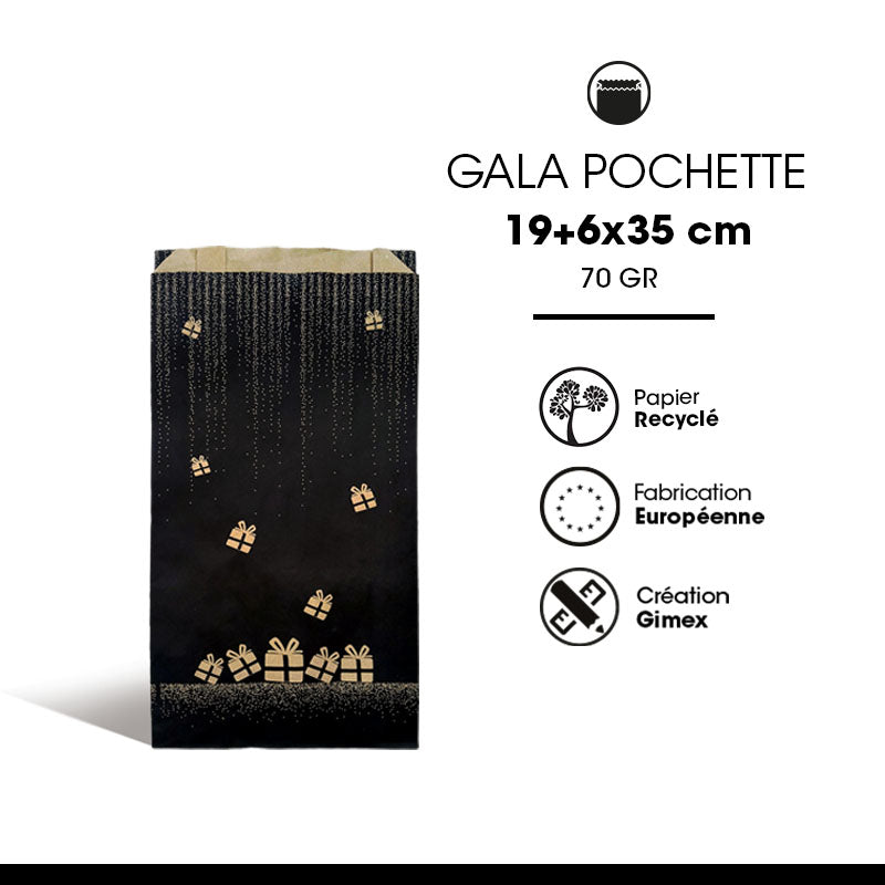 Pochette Cadeau Gala kraft brun 70gr 19+6x35cm par 1000