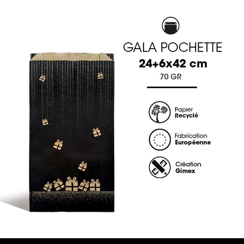 Pochette Cadeau Gala kraft brun 70gr 24+6x42cm par 500