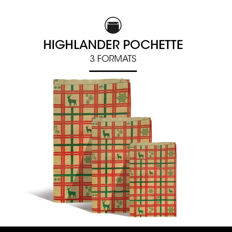 Pochette Cadeau Highlander kraft brun 70gr 19+6x35cm par 1000