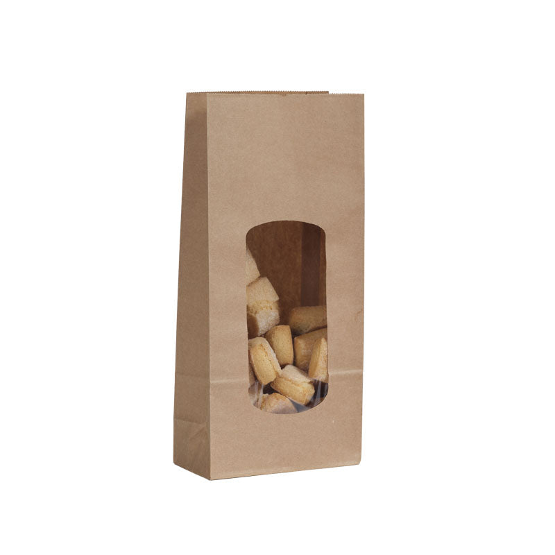 SOS food bag with XL window 850 ml | smooth brown kraft | 800