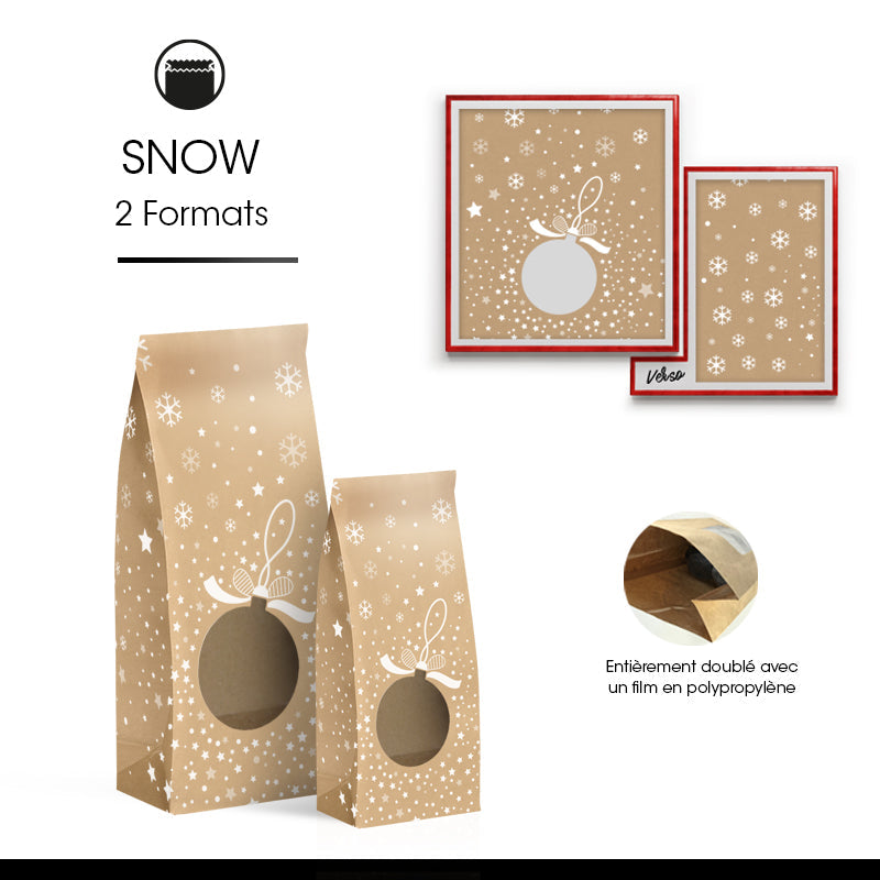 Sachet SOS Snow fenêtre | kraft brun | 10+5,5x28,5cm | par 1200