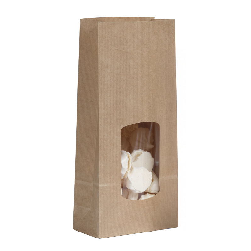 SOS window food bag 850 ml | brown laid kraft | 800