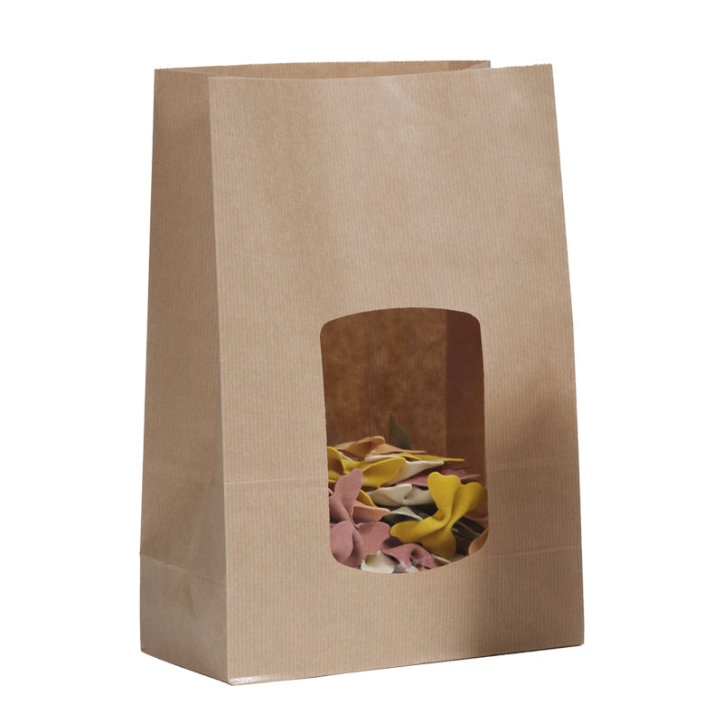 SOS window food bag 1500 ml | brown laid kraft | 600