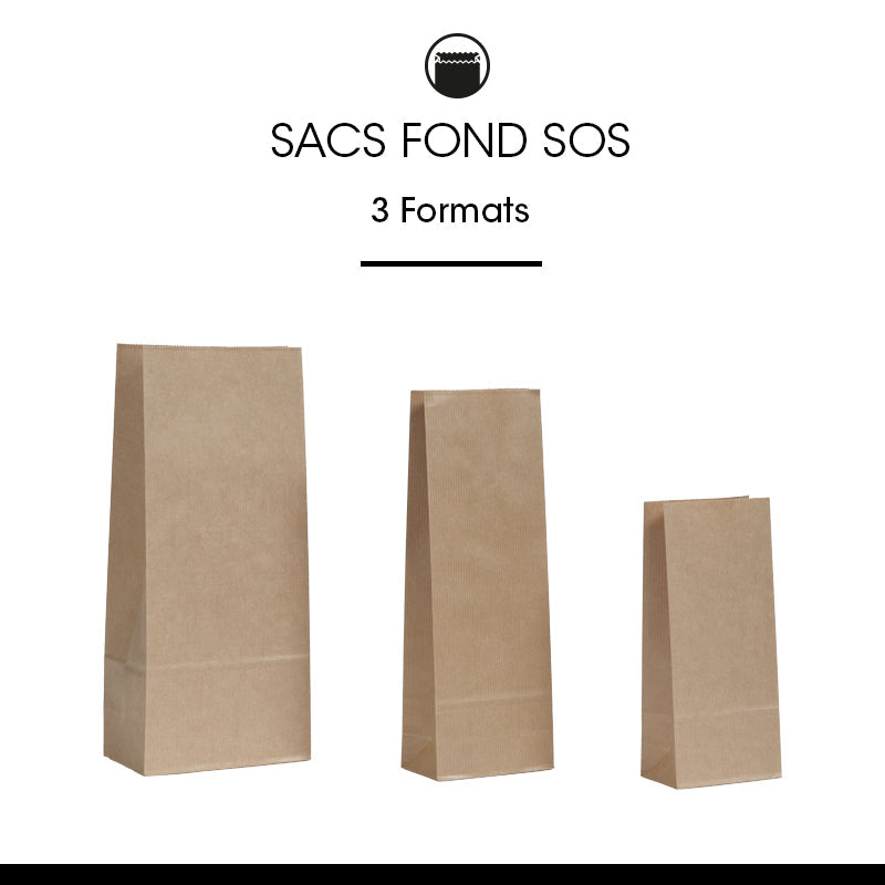 Sac alimentaire SOS 850 ml|kraft brun vergé|par 800