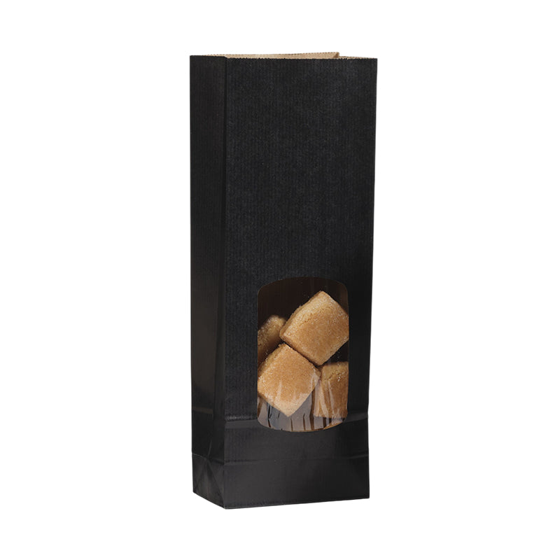 Sac alimentaire SOS fenêtre 400 ml | kraft noir vergé | par 1200