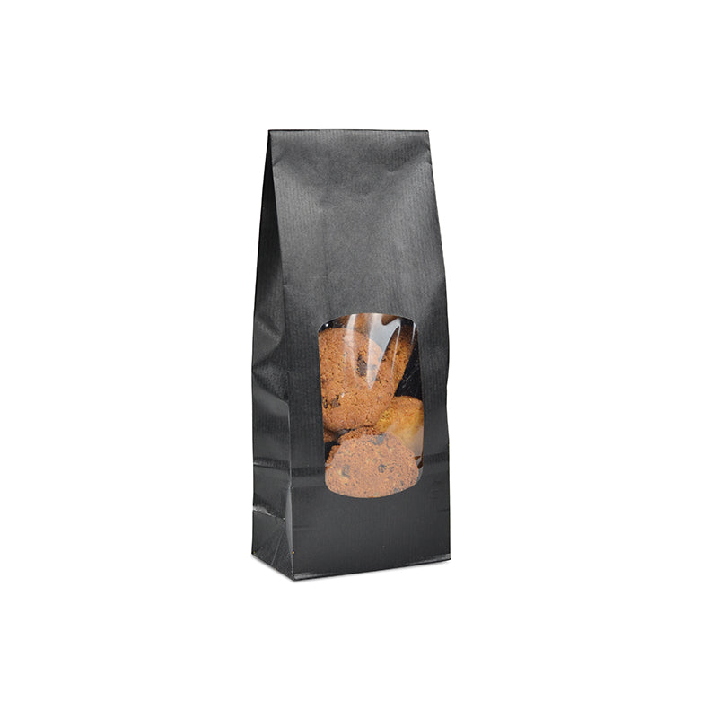 SOS window food bag | black kraft | laid 400 ml x 1200