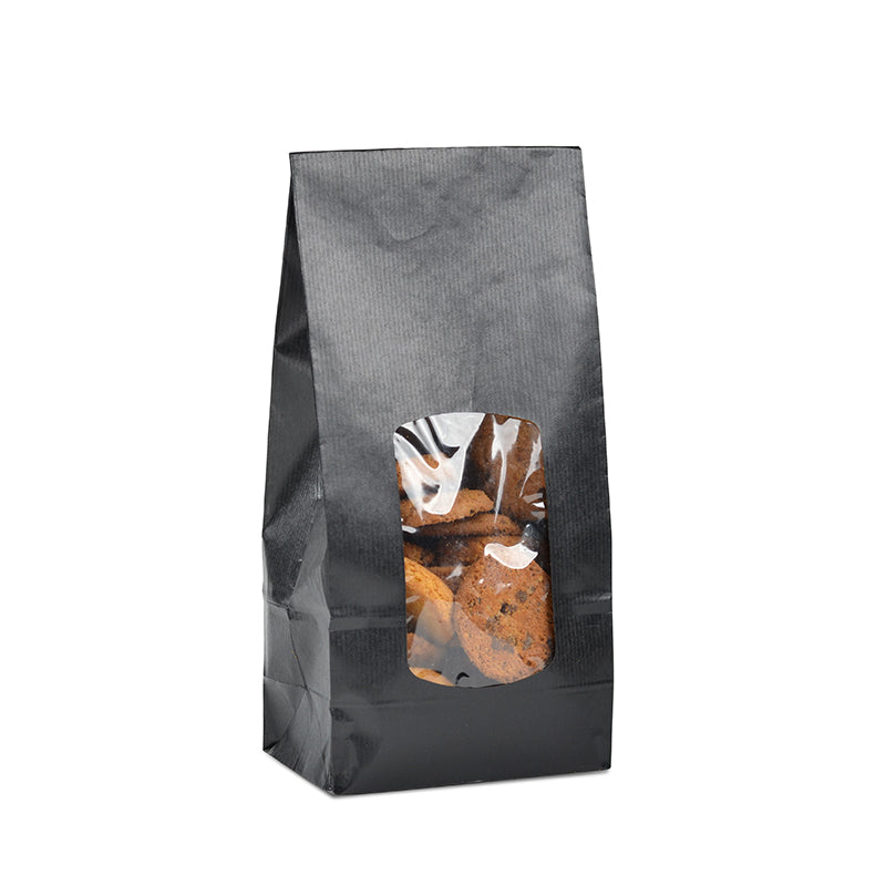 SOS window food bag | black kraft | laid 850ml x 800