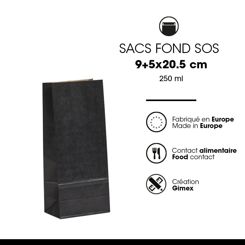 SOS food bag | black kraft | laid 250 ml x 1200