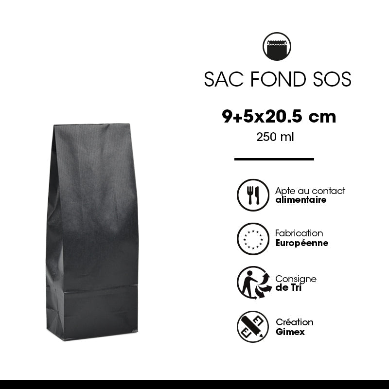 SOS food bag | black kraft | laid 250 ml x 1200