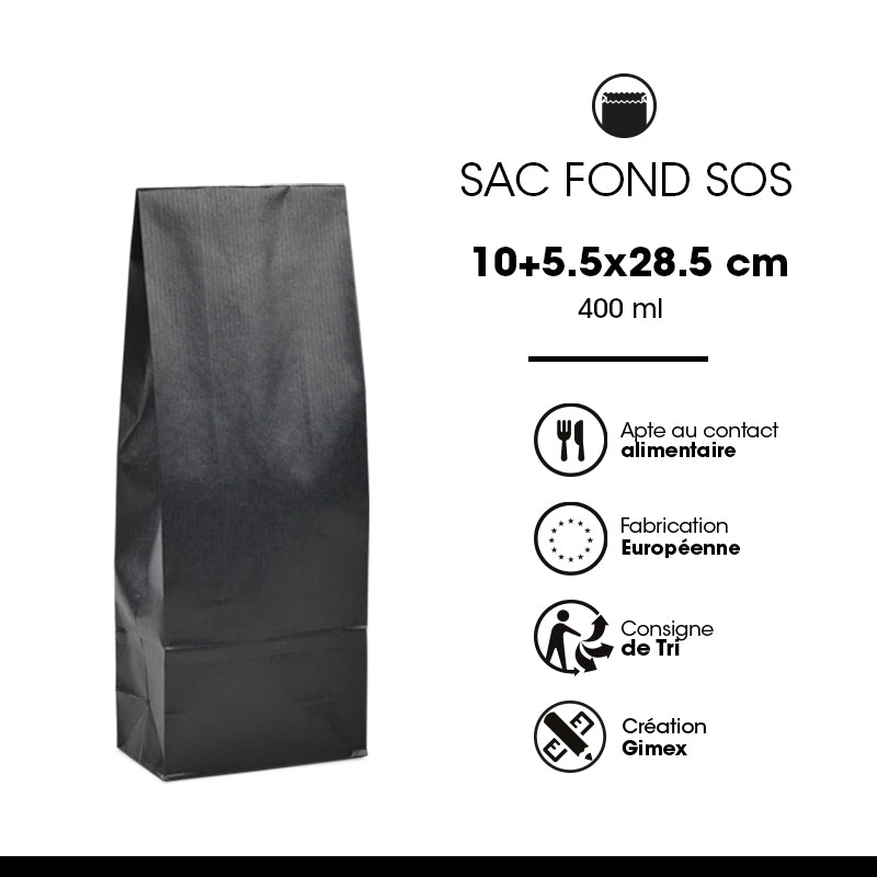 SOS food bag | black kraft | laid 400 ml x 1200