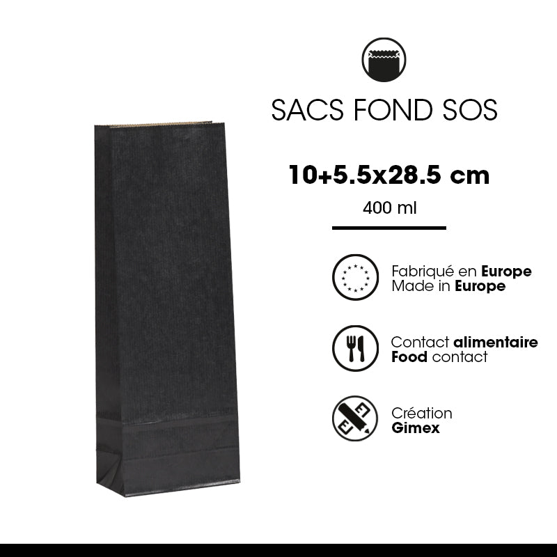 SOS food bag | black kraft | laid 400 ml x 1200