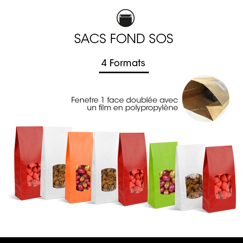 SOS window food bag 250 ml | smooth green kraft | 1200 pieces