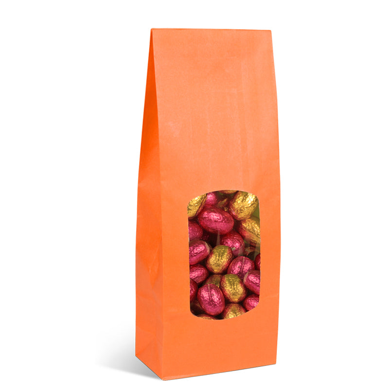 SOS food bag with orange smooth kraft window 400ml x 1200