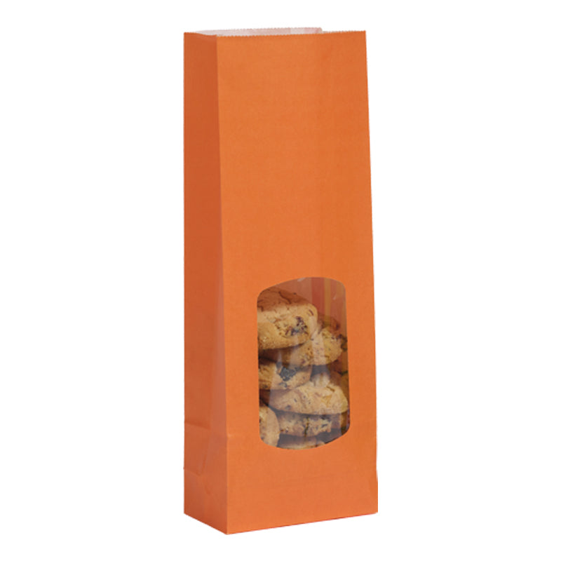 SOS food bag with window 400 ml | smooth orange kraft | 1200