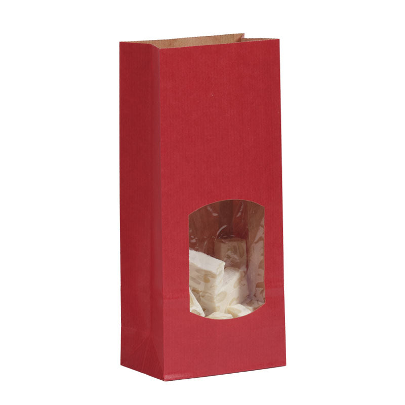 SOS window food bag 250 ml | red laid kraft | 1200