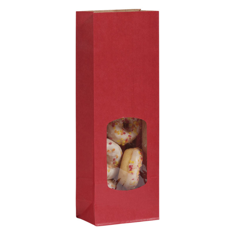 SOS window food bag 400 ml | red laid kraft | 1200