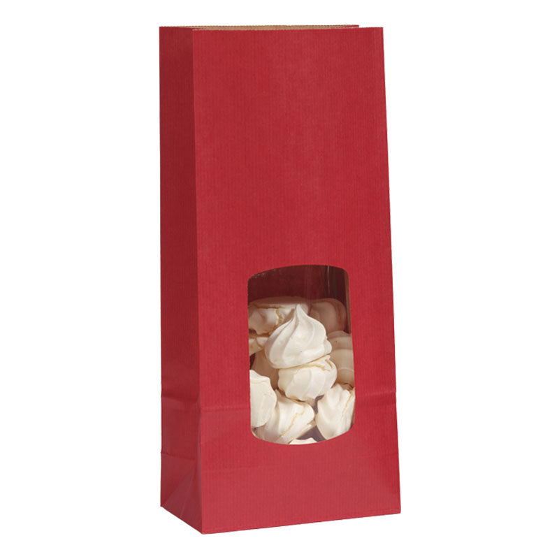 SOS window food bag 850 ml | red laid kraft | 800