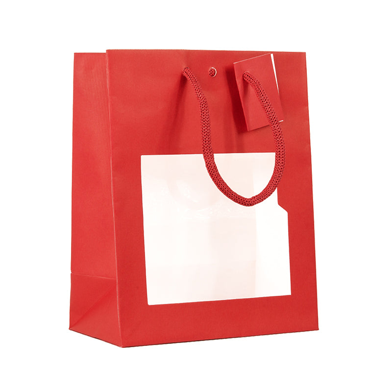 Sac vitrine rouge|Natural Red|poignées papier|18+10x22,7cm|par 240