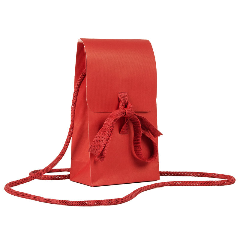 Sac Lady Belle rouge | kraft | poignées papier | 11,4+6,4x20cm | par 200