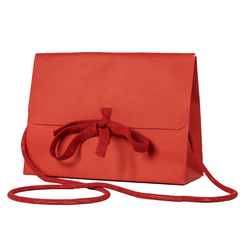 Sac Lady Belle rouge | kraft | poignées papier | 25+9x18cm | par 200