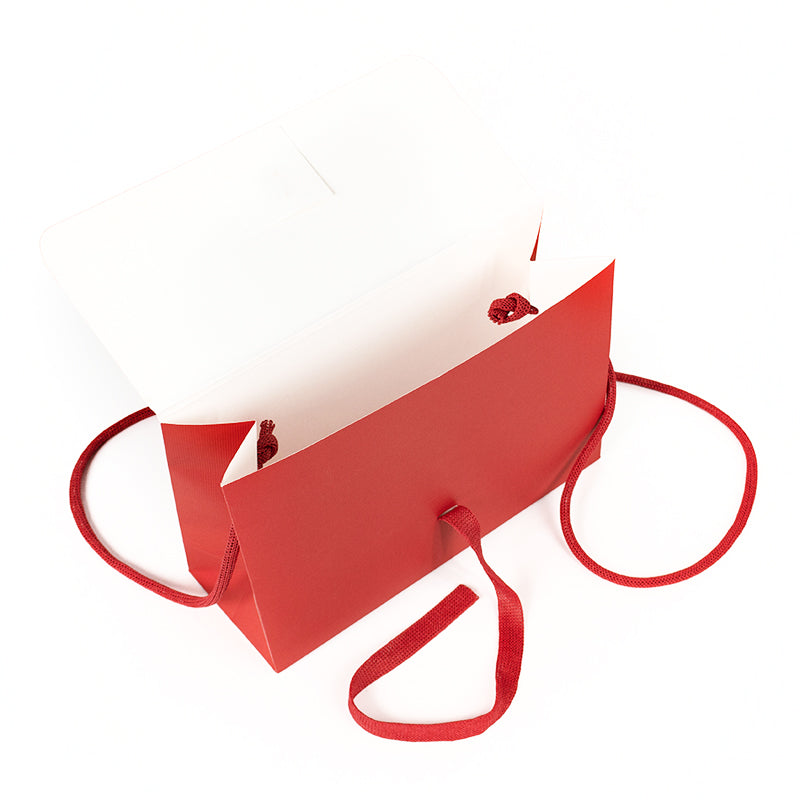 Sac Lady Belle rouge | kraft | poignées papier | 25+9x18cm | par 200