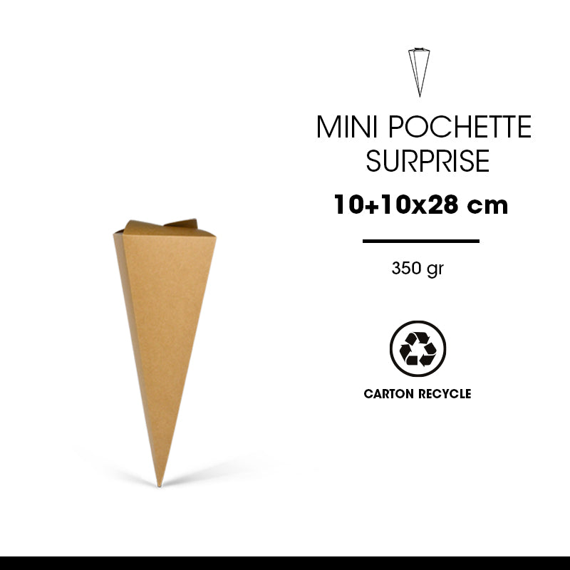 Mini pochette surprise|kraft brun|10x10x28cm|par 100